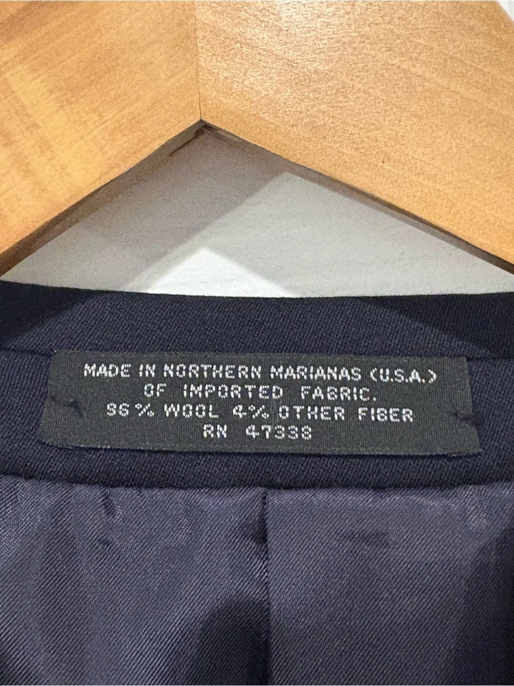 J Ferrar Mens 40R Navy Wool Blend Blazer Sport Coat 3 Button Classic Jacket